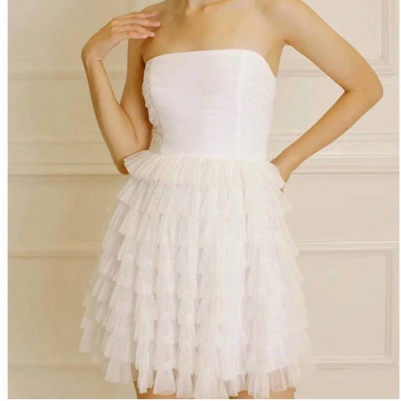 STORIA carrie tulle strapless dress in white - Picture 3 of 9